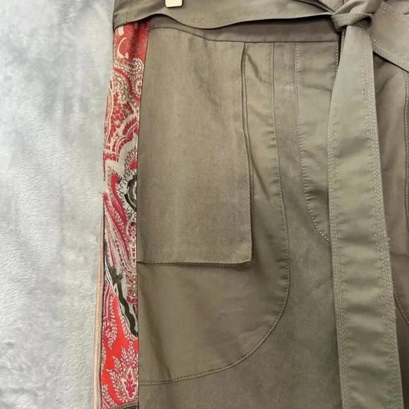 Elie Tahari Devona Skirt‎ Mushroom Women’s Size 8 Belted Side Panels Boho - Picture 5 of 16